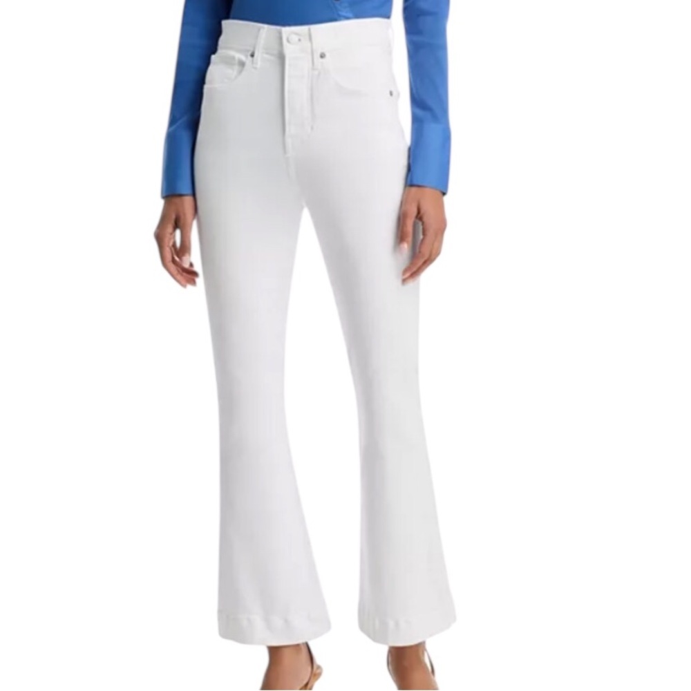 Veronica Beard White Carson Ankle Flare Jeans
